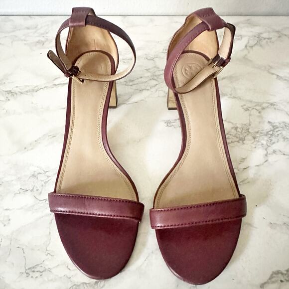 Tory Burch Cecile Maroon Leather Ankle Strap Block Heel Sandals women’s size 11 - Picture 4 of 14